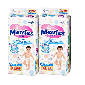Combo 2 bịch tã dán Merries cực đại XL44 miếng