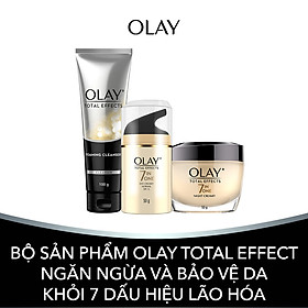 Bộ Sản Phẩm Olay Total Effect Ngăn Ngừa Và Bảo Vệ Da Khỏi 7 Dấu Hiệu Lão Hóa (Kem dưỡng ban ngày UV, Kem dưỡng ban đêm, Sữa rửa mặt tạo bọt)