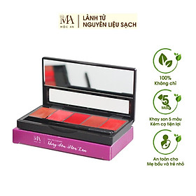 Khay Son Lì Hoa Lan Mộc An 5 Màu Tiết Kiệm, Không Chứa Chì, Dưỡng Môi Mềm Mịn 9g