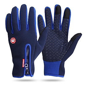 Găng tay mùa đông có màn hình cảm ứng, chất liệu lông cừu-Màu xanh dương-Size