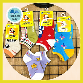 Combo 5 đôi tất cotton AMIGO cho bé trai, bé gái size 3 tháng đến 8 tuổi, tất mềm, mịn co giãn tốt, hàng Việt Nam chất lượng