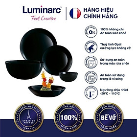 Mua Bộ Bàn Ăn Tô Chén Đĩa Thuỷ Tinh Cường Lực Pháp Luminarc Diwali Đen 12 món-LUDIDE12M