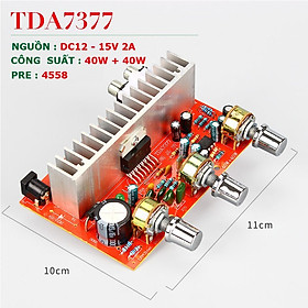 Mạch khuyếch đại công suất BTL 2.0 TDA 7377, Nguồn 12V - 15v, Công suất 40W + 40W Dùng độ loa kéo, karaoke .v.v... 