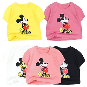 Áo thun croptop cổ tròn in Mickey cartoon cho bé gái từ 10 đến 42 kg 05319-05328