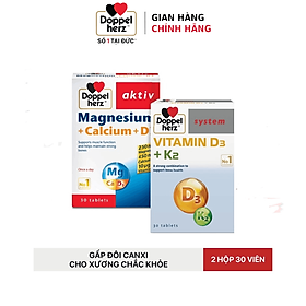 Bộ đôi bổ sung Canxi tối ưu, ngừa loãng xương Magnesium Canxi D3 và Vitamin K2 D3 Doppelherz (02 Hộp 30 viên)