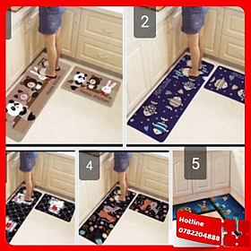 Bộ 2 Thảm Nỉ 3D Trải Sàn Bếp Giao Màu Ngẫu Nhiên - Loại Tốt