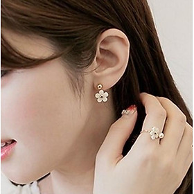 Bông tai nữ hoa năm cánh nữ tính (màu trắng)