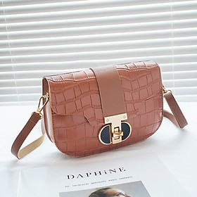 Túi Đeo Chéo Nữ, Túi Xách Nữ Vuông Họa Tiết Da Cá Sấu Cao Cấp Phong Cách Hàn Quốc -  Nâu