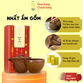 Bộ ấm trà độc ẩm SACHS TEA 1773 gốm men nhật cao cấp, sang trọng, nghệ nhân làm gốm thủ công Bát Tràng