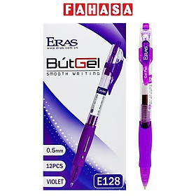 Hộp 12 Bút Gel Bấm 0.5 mm - Eras E128 - Mực Tím