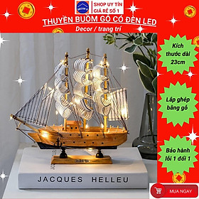 Mua Thuyền buồm gỗ mô hình có đèn Led ánh sáng đặc sắc - Decor  trang trí nhà cửa