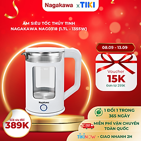 Ấm siêu tốc thủy tinh Nagakawa NAG0318 (1.7 Lít - 1355W) - Hàng chính hãng