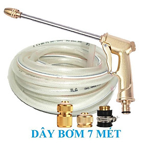 Bộ dây vòi xịt nước rửa xe, tưới cây . tăng áp 3 lần, loại 7m, 10m 206701-3 đầu đồng, cút đồng, + tặng mở chai