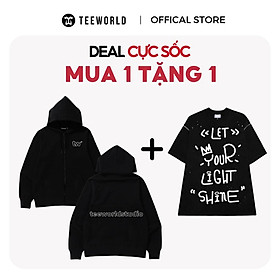 Mua 1 áo hoodie zip tặng 1 áo let your light shine cùng size