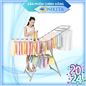 Giàn phơi để sàn - Giá phơi đồ có kệ phơi giày, vớ - NKT815B
