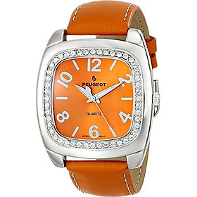 Peugeot Women's Crystal Bezel Boyfriend Leather Strap Watch