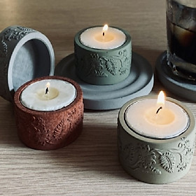 Mua Set 4 hủ nến bằng xi măng đựng viên nến thơm tealight candles - hàng handmade DIY  cốc để nến cúng phật   bàn thờ trang trí nhiều màu