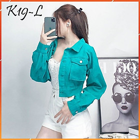 Áo khoác jeans nữ hàng hiệu rosata cao cấp bốn màu xanh lục xanh lá vàng nâu thời trang k19