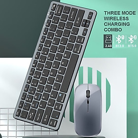 Bộ Bàn phím chuột không dây mini WLK616 - pin sạc - đa kết nối bluetooth 5.0 + 3.0 + Usb wireless 2.4G - Grey