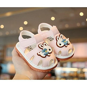 Cho Bé Dép rọ, sandal tập đi nơ Cà Rốt xinh xắn đế mềm cho bé gái 0-2 tuổi