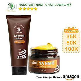 Bộ dưỡng trắng, sạch thâm mụn Wonmom ( 1 Sữa rửa mặt + 1 Mặt nạ nghệ )