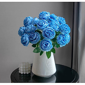 Bình hoa hồng trà hoa lụa cao cấp để bàn trang trí phòng khách, decor nhà hàng, spa, khách sạn đẹp mắt sang trọng