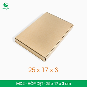 MD2 - 25x17x3 cm - 25 Thùng hộp carton trơn đóng hàng