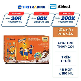 Thùng 48 Hộp sữa nước Abbott Grow Cacao Gold 180ml