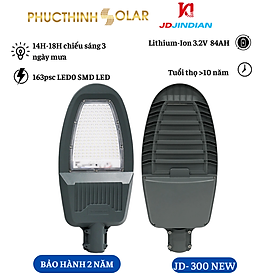 Đèn Đường Năng Lượng Mặt Trời 300W Jindian JD-300NEW Đèn 300W Có Điều Khiển Từ Xa | Phúc Thịnh Solar