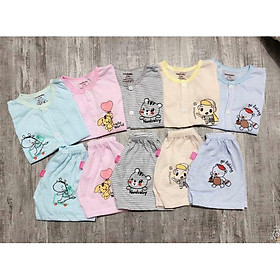 Bộ quần áo cộc tay kẻ cotton cho bé 4-12kg