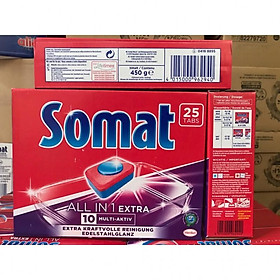 Combo 4 hộp Viên rửa bát cao cấp Somat All in 1 Extra 25 viên - Đức