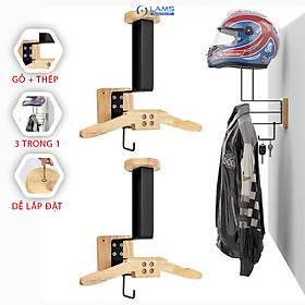 Mua Giá treo nón bảo hiểm  áo khoác  chìa khóa chât liệu gỗ + thép không gỉ GTN24