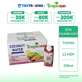 Thùng 12 hộp Nước dừa chanh dây Tropicsun x 330ml