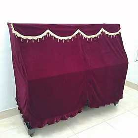 Mua BỘ KHĂN PHỦ ĐÀN PIANO CƠ NHUNG ĐỎ VIỀN VÀNG