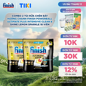 [Mới] Viên rửa chén bát hương chanh Finish Ultimate Plus All in one túi 18 viên - dòng siêu cao cấp