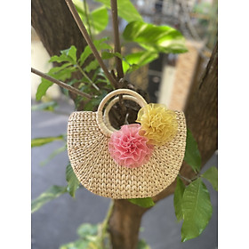 Túi cói đi biển, giỏ lục bình trang trí hoa xinh
