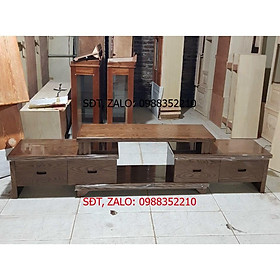 Kệ tivi thông minh gỗ Sồi Nga rút 2 đầu