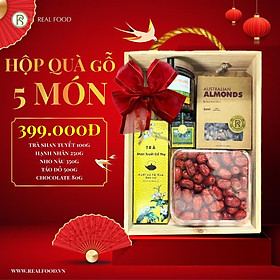 [QUÀ TẶNG] Hộp Quà Gỗ Wooden 5 Món Real Food