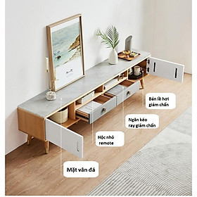 Bộ kệ tivi và Bàn cà phê, bàn sofa vân đá phong cách Bắc Âu phòng khách chung cư nhỏ H155