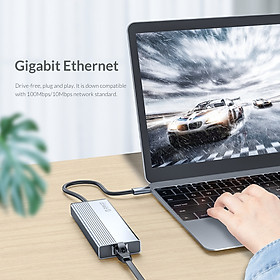 Hub USB Type-C 5 Cổng RJ45 USB 3.0 PD ORICO 5SXRJ-GY - Hàng Chính Hãng