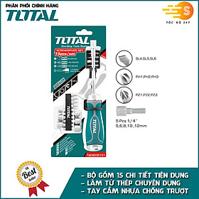 Mua Bộ tua vít 15 chi tiết đa năng TOTAL TACSD30156 - nhiều loại mũi vít  tay cầm nhựa nhám chắc chắn  thép chuyên dụng CR-V  có từ tính