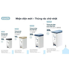 Thùng rác đạp chữ nhật Inochi 20L (tiêu chuẩn Nhật Bản)