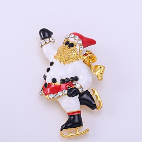 Lovely Skating Santa Brooch Pins Xmas Accessories Children Gift
