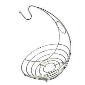 Stainless Steel Fruit Tree Bowl Basket with Banana Hanger, Silver