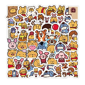 Sticker 50 miếng hình dán Gấu Pooh SetA