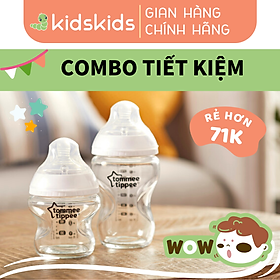 COMBO 2 Bình sữa thủy tinh ty siêu mềm tự nhiên Tommee Tippee Closer to Nature 150ml & 250ml