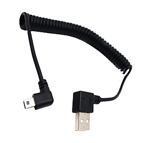 1.5m/5ft 90 Degree Angled USB 2.0 A Male to Mini B 5P Left Angle Male Spiral Coiled Plug Cable Adapter