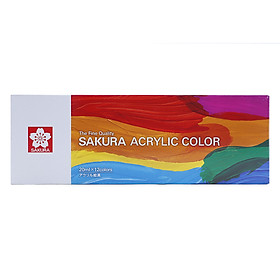 Bộ 12 Màu Vẽ Vải Acrylic Color  Sakura -XAC20Ml