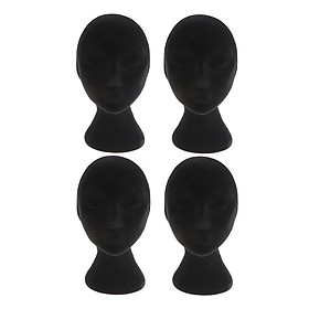 4x Female Foam Mannequin Manikin Head Model Wigs Glasses Display Stand Black