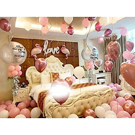 TẶNG KÈM BÓNG JUMBO IN CHỮ - BỘ BÓNG BAY TRANG TRÍ PHÒNG CƯỚI TÔNG HỒNG LK0124